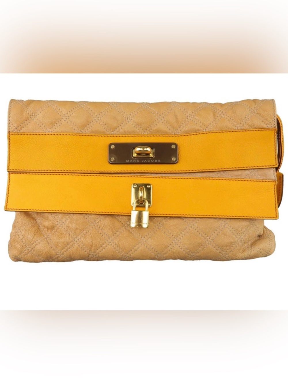 MARC JACOBS double folded quilted lock clutch bag early 2000s